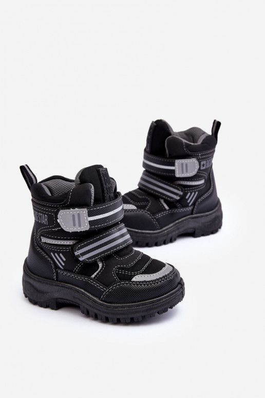 Beheizte Schneestiefel für Kinder mit Klebeverschlüssen schwarz Big Star MM374129 Beheizte Schneestiefel für Kinder mit Klebeverschlüssen schwarz Big Star MM374129