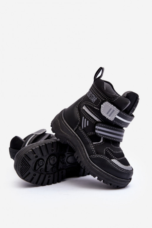 Beheizte Schneestiefel für Kinder mit Klebeverschlüssen schwarz Big Star MM374129 Beheizte Schneestiefel für Kinder mit Klebeverschlüssen schwarz Big Star MM374129