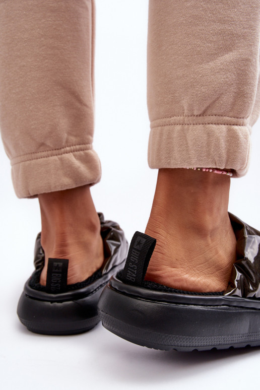 mit Glanz Hausschuhe schwarz Farbe Big Star MM274130