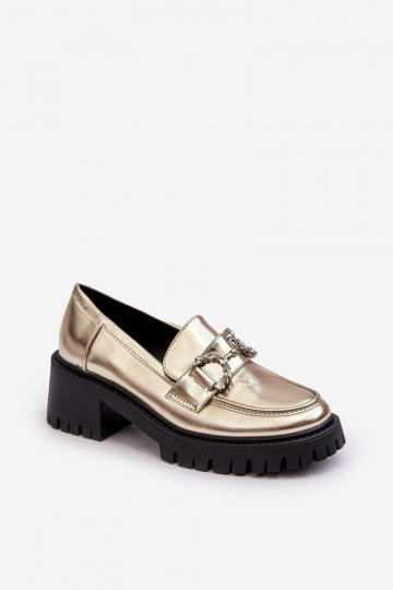 Schuhe mit breitem Absatz in Goldfarbe Lemmitty