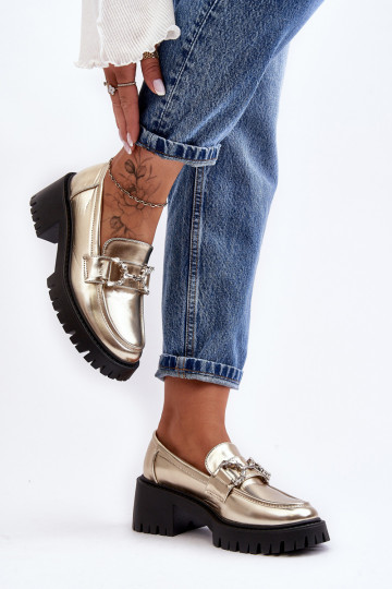 Schuhe mit breitem Absatz in Goldfarbe Lemmitty 2