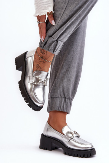 Schuhe mit breitem Absatz in silberner Farbe Lemmitty 2