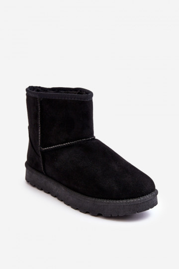 Warme Wildleder-Schneestiefel in schwarzem Nanga
