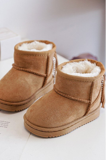 Warme Kinder-Winterstiefel mit Fransen in der Farbe Braun Mikyla