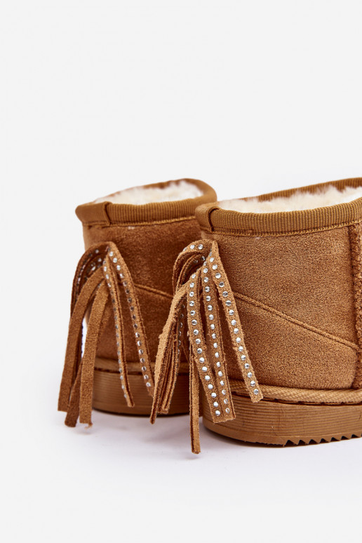 Warme Kinder-Winterstiefel mit Fransen in der Farbe Braun Mikyla Warme Kinder-Winterstiefel mit Fransen in der Farbe Braun Mikyla