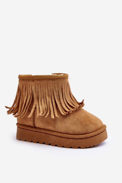 Gewärmte Schneestiefel für Kinder i Frędzlami braune Farbe Nimia