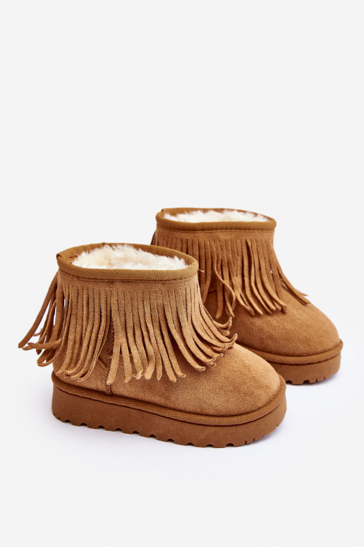 Gewärmte Schneestiefel für Kinder i Frędzlami braune Farbe Nimia