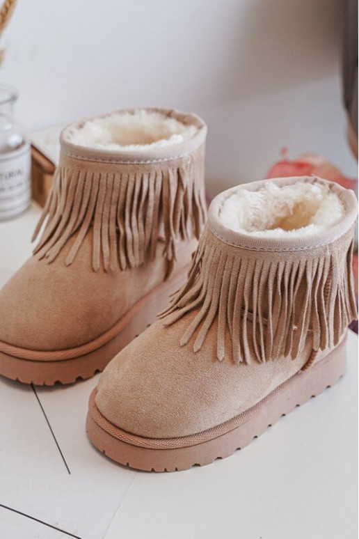 erwärmte Schneestiefel für Kinder i Frędzlami beige Nimia