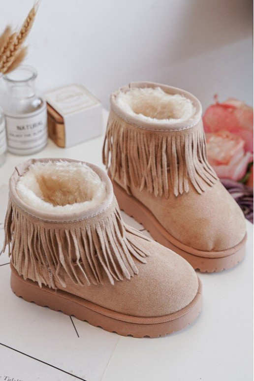 erwärmte Schneestiefel für Kinder i Frędzlami beige Nimia