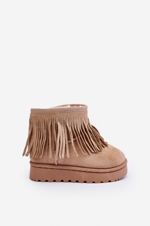 erwärmte Schneestiefel für Kinder i Frędzlami beige Nimia