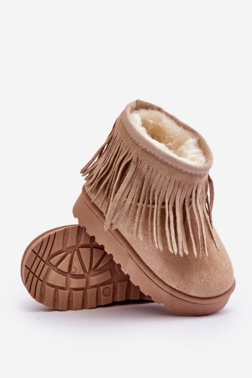 erwärmte Schneestiefel für Kinder i Frędzlami beige Nimia