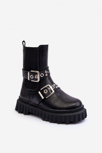 Stilvolle Stiefel mit Reißverschlüssen für Kinder in der schwarzen Farbe Adeneia