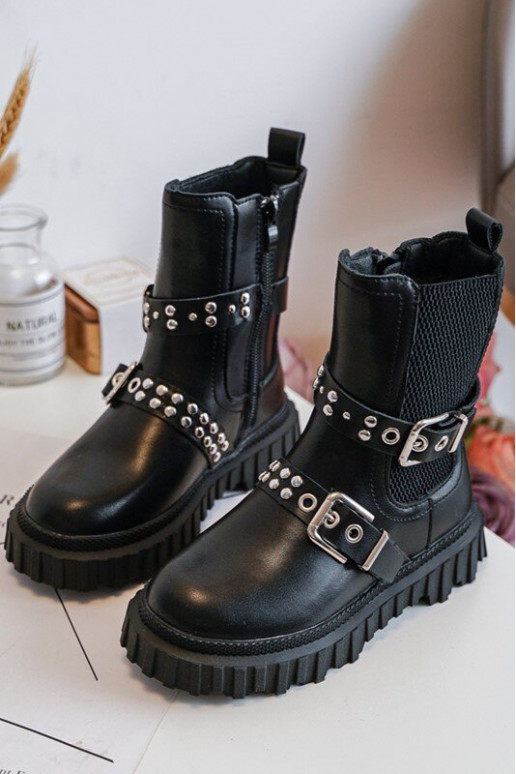 Stilvolle Stiefel mit Reißverschlüssen für Kinder in der schwarzen Farbe Adeneia