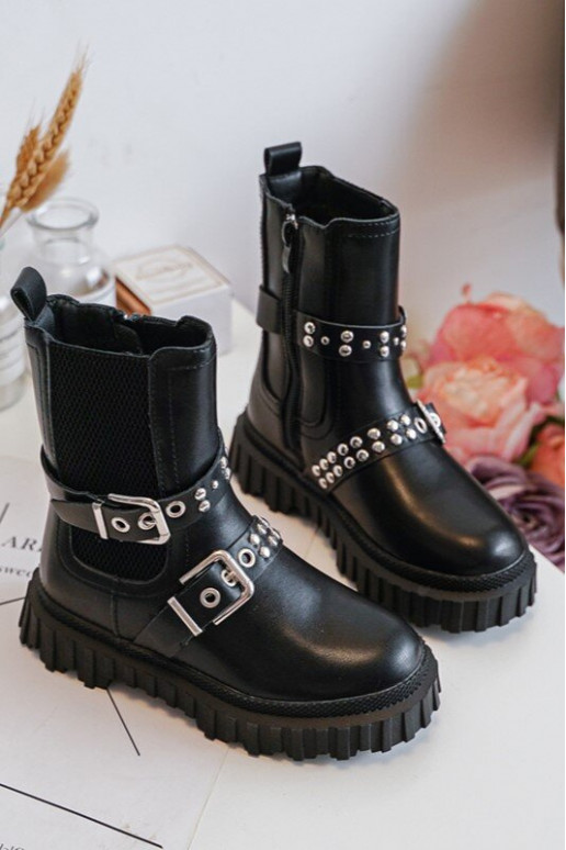 Stilvolle Stiefel mit Reißverschlüssen für Kinder in der schwarzen Farbe Adeneia