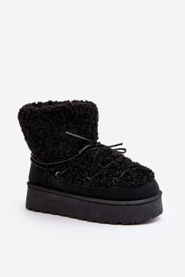 Schnür-Winterstiefel mit massiver Sohle in der schwarzen Farbe Loso