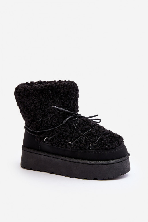 Schnür-Winterstiefel mit massiver Sohle in der schwarzen Farbe Loso
