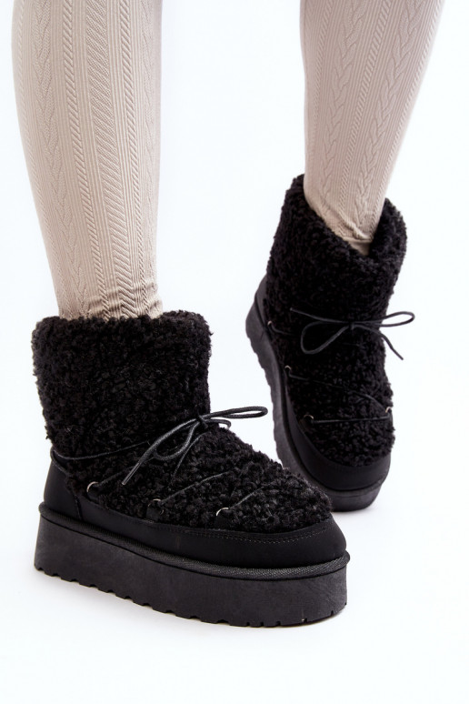 Schnür-Winterstiefel mit massiver Sohle in der schwarzen Farbe Loso