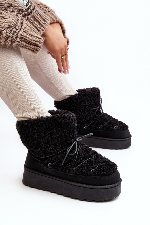 Schnür-Winterstiefel mit massiver Sohle in der schwarzen Farbe Loso