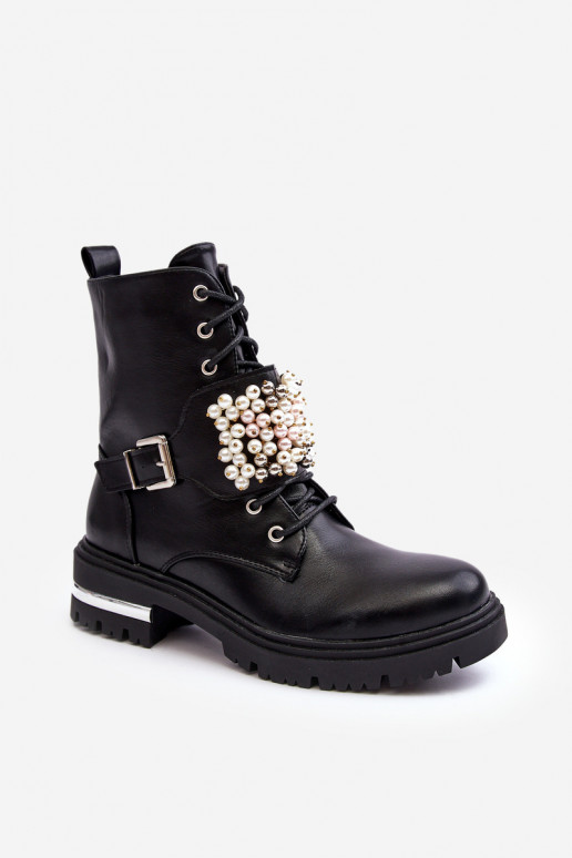 Gewärmte Stiefel Stiefel Stiefel verziert mit schwarzer Farbe Venizi Gewärmte Stiefel Stiefel Stiefel verziert mit schwarzer Farbe Venizi