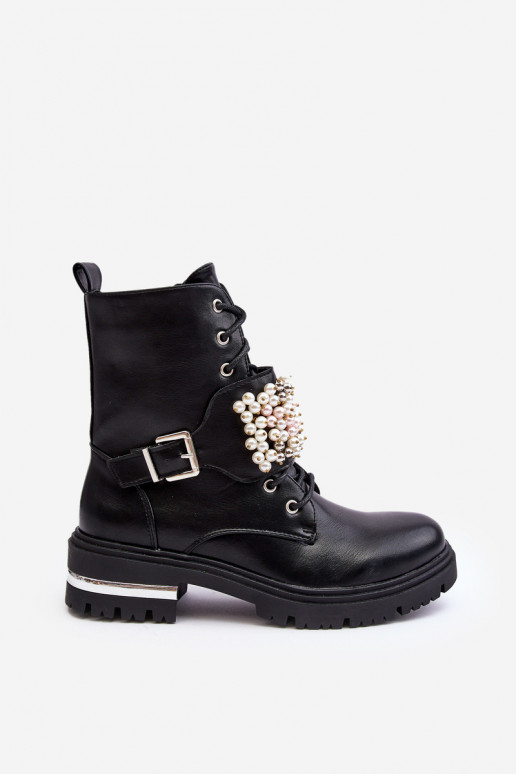 Gewärmte Stiefel Stiefel Stiefel verziert mit schwarzer Farbe Venizi Gewärmte Stiefel Stiefel Stiefel verziert mit schwarzer Farbe Venizi