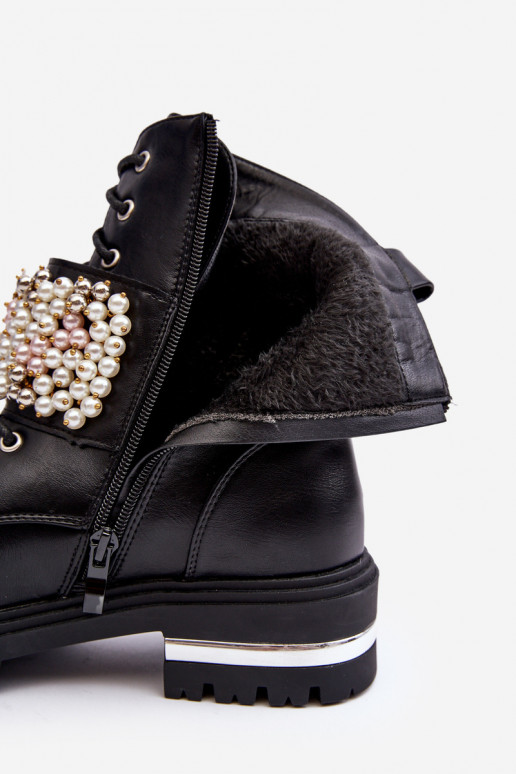 Gewärmte Stiefel Stiefel Stiefel verziert mit schwarzer Farbe Venizi Gewärmte Stiefel Stiefel Stiefel verziert mit schwarzer Farbe Venizi
