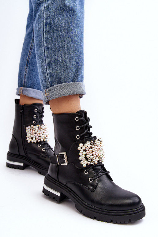 Gewärmte Stiefel Stiefel Stiefel verziert mit schwarzer Farbe Venizi Gewärmte Stiefel Stiefel Stiefel verziert mit schwarzer Farbe Venizi