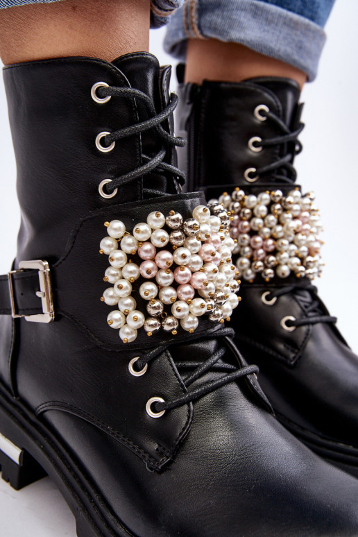 Gewärmte Stiefel Stiefel Stiefel verziert mit schwarzer Farbe Venizi Gewärmte Stiefel Stiefel Stiefel verziert mit schwarzer Farbe Venizi