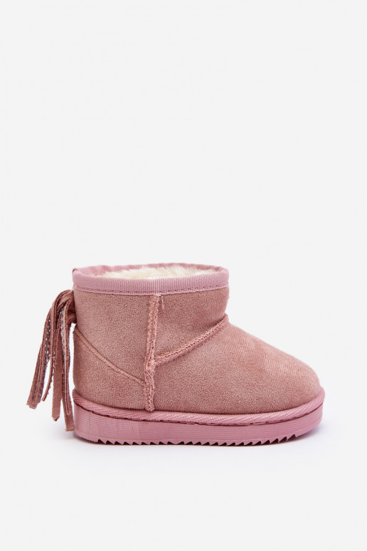 Warme Kinder-Winterstiefel mit Fransen in Rosa Mikyla