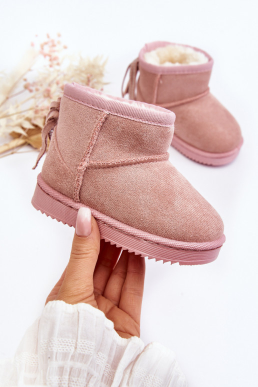 Warme Kinder-Winterstiefel mit Fransen in Rosa Mikyla
