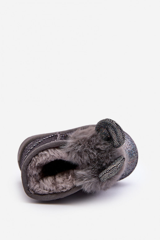 Gewärmte Kinder-Schneestiefel mit Fell innen und Ohren, graue Farbe Betty