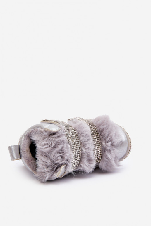 Kinder-Schneestiefel, warm, silberfarben, Leela