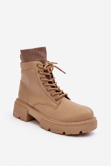 Schuhe Damenstiefel mit Sockensohle, beige Rivella