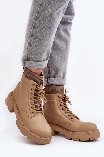 Schuhe Damenstiefel mit Sockensohle, beige Rivella 2