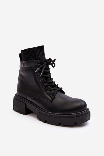 Schuhe Damenstiefel mit sockenartiger Sohle in der Farbe Schwarz Rivella