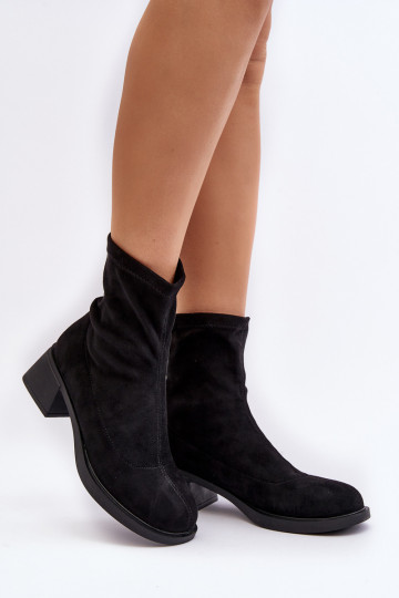 Aphroteia schwarze Damenstiefel mit niedrigem Absatz
