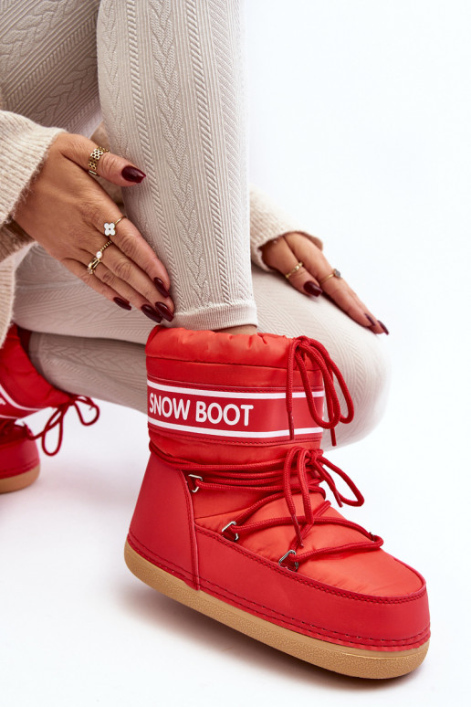 Schnür-Winterstiefel in roter Farbe Soia