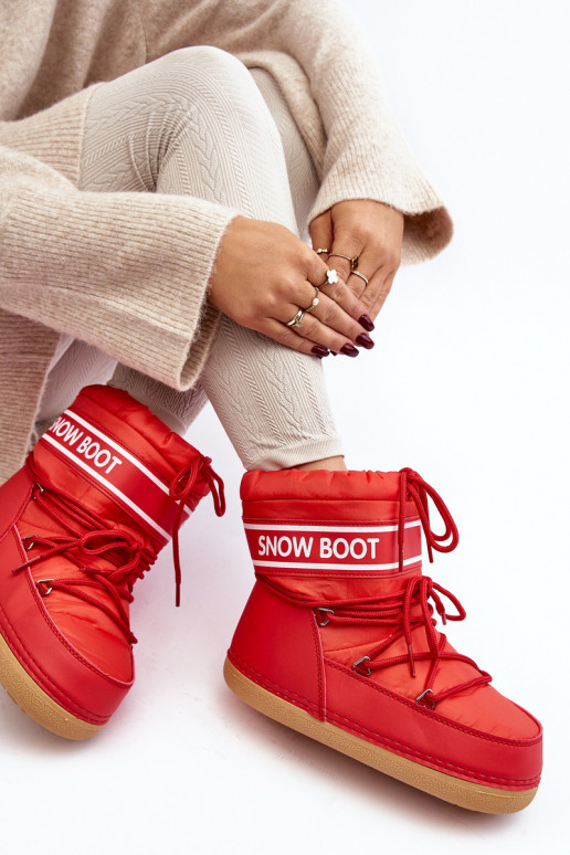 Schnür-Winterstiefel in roter Farbe Soia