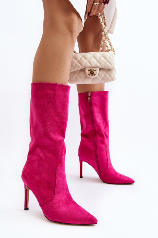 Lange Stiefel mit dünnem Absatz in rosa Farbe Odetteia Lange Stiefel mit dünnem Absatz in rosa Farbe Odetteia