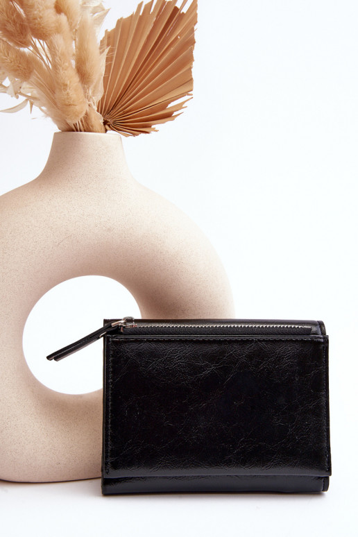 Damenbrieftasche aus Öko-Leder, schwarze Farbe Joanela