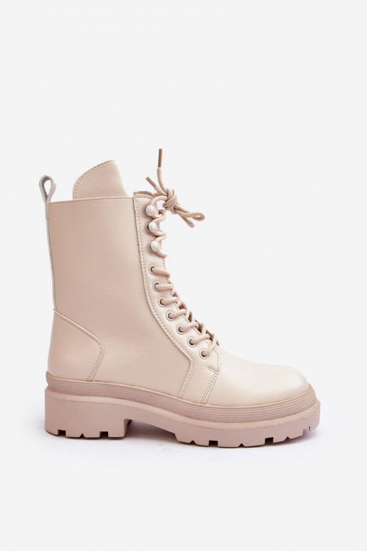 Stiefel aus elfenbeinfarbenem Öko-Leder Irande Stiefel aus elfenbeinfarbenem Öko-Leder Irande