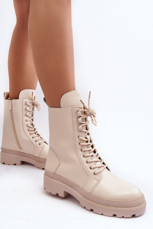 Stiefel aus elfenbeinfarbenem Öko-Leder Irande Stiefel aus elfenbeinfarbenem Öko-Leder Irande