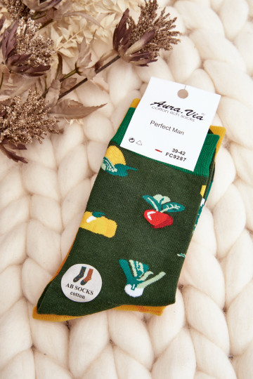 Socken ein Paar verschiedene Designs Arzywa grün-gelbe Farbe
