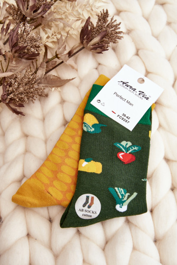 Socken ein Paar verschiedene Designs Arzywa grün-gelbe Farbe 2