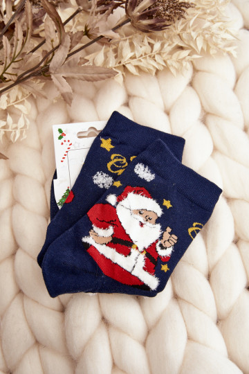 Socken mit Weihnachtsmann in dunkelblauer Farbe 2