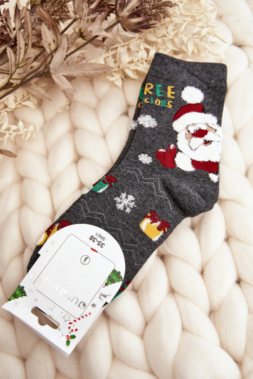 Socken mit Weihnachtsmann-Grau