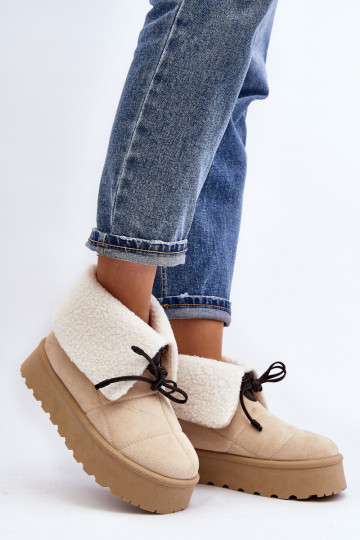 Schneestiefel mit Plateau und Heizung in Elfenbein Olimuka 2