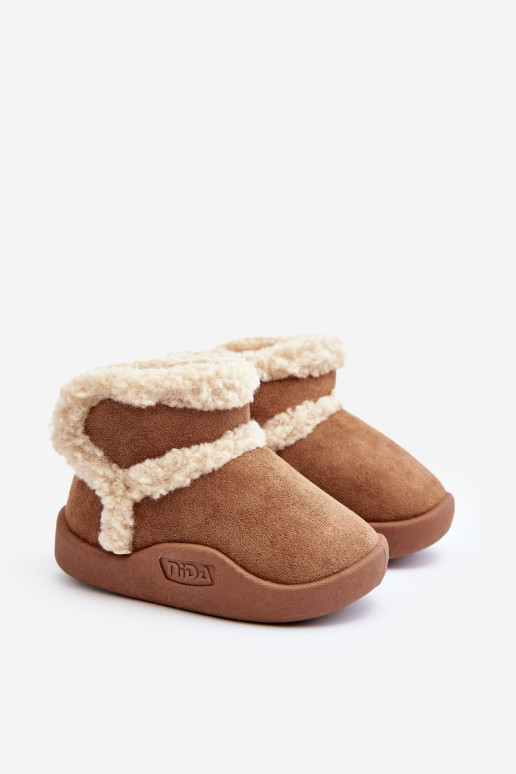 Kinder-Schneestiefel mit Klebeverschlüssen in der braunen Farbe Unitia