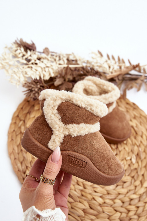 Kinder-Schneestiefel mit Klebeverschlüssen in der braunen Farbe Unitia