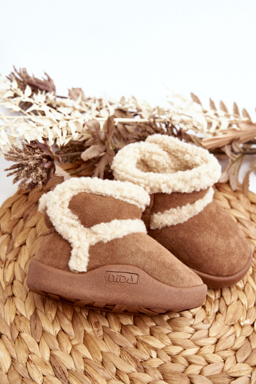 Kinder-Schneestiefel mit Klebeverschlüssen in der braunen Farbe Unitia