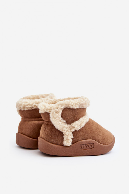 Kinder-Schneestiefel mit Klebeverschlüssen in der braunen Farbe Unitia